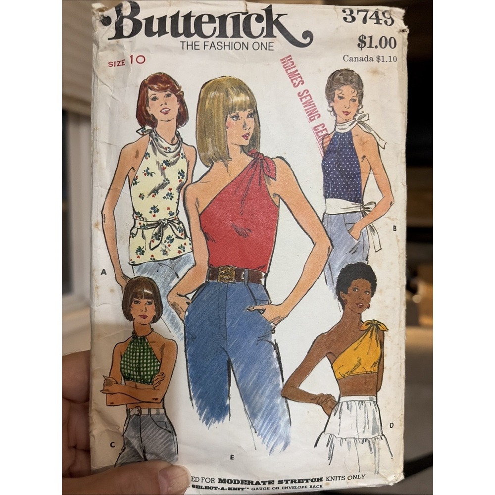 Vintage Butterick Halter Blouse Sewing Pattern 3749 Size 10 Cut Complete